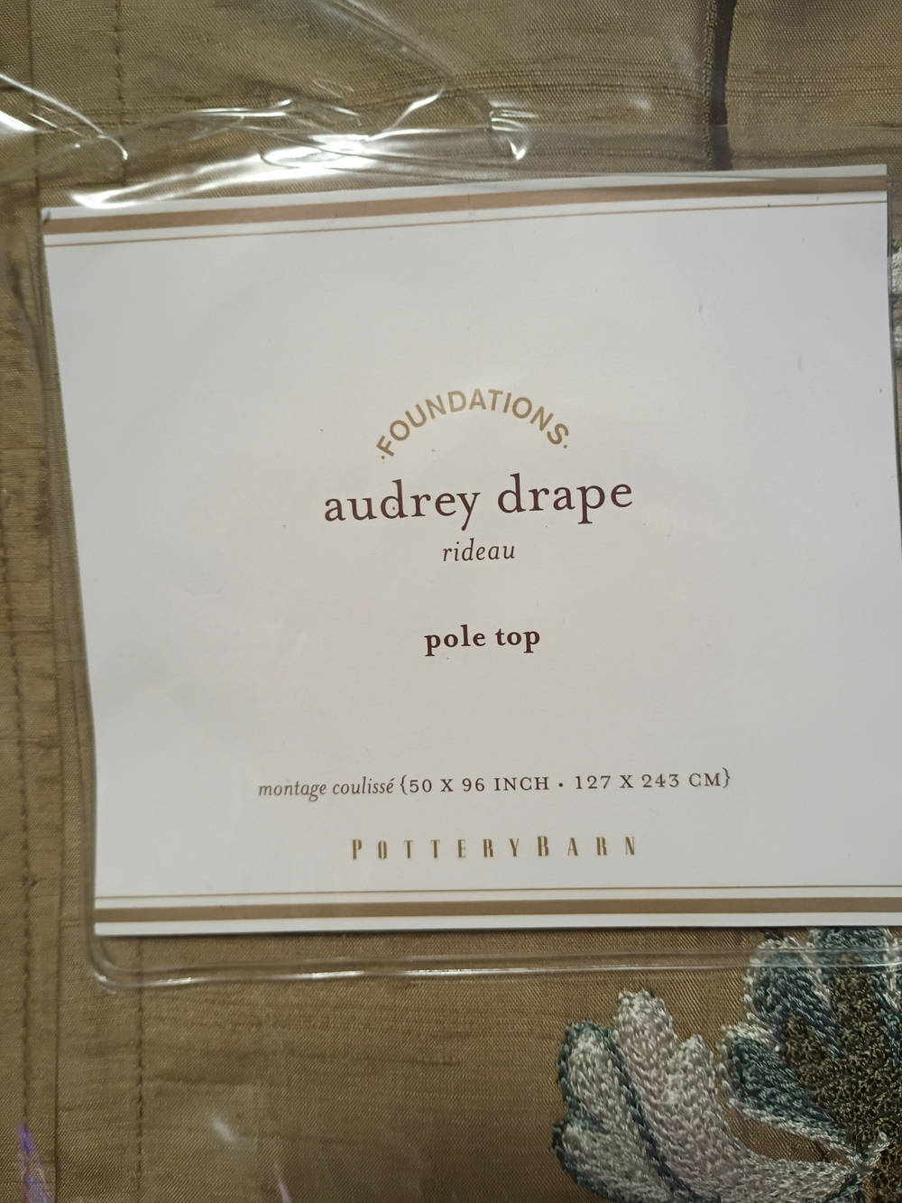 Pottery Barn Audrey Drape Pole Top Curtain - Tan